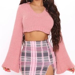 Fashion Nova Wanna Be Your Girl Crop Sweater Mauve Pink Size L